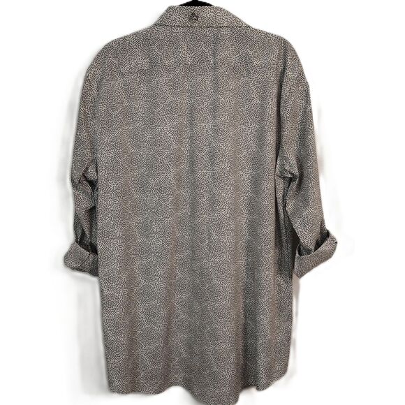 NEW! J. FERRAR Slim Button Down shirt XL Men Black White Floral Print 3/4 Sleeve - Picture 3 of 5